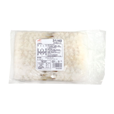 【売尽し】ウミオス）バナメイ尾付き伸ばし海老 （31/40）　約9g×25尾入