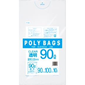 Ｐ－９８　ポリバッグビジネス　９０Ｌ　厚手　透明　１０枚
