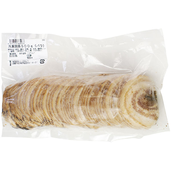 フーズタヒコ）冷凍焼豚（バラ）　500g（約50枚入）