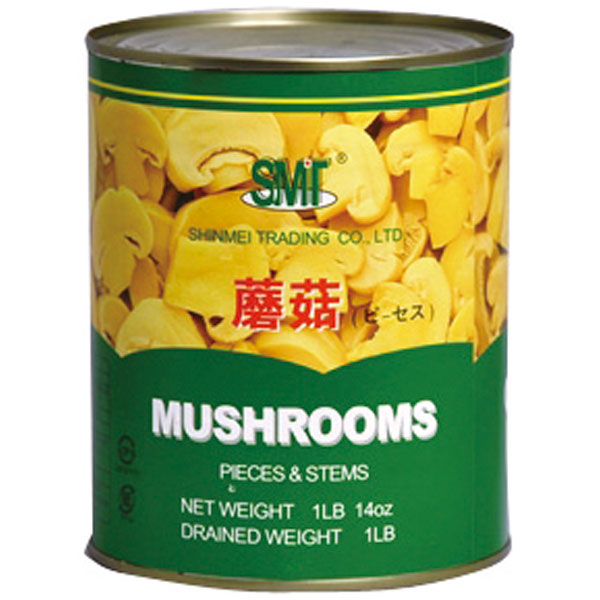 信明商事）マッシュルーム（ピーセス）　2号缶（固形454g）