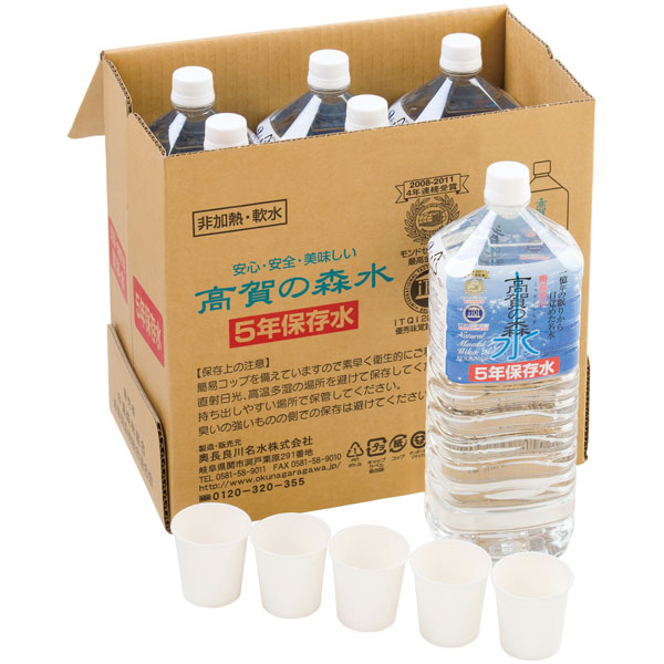 奥長良川名水）高賀の森水 5年保存水　2L×6本入