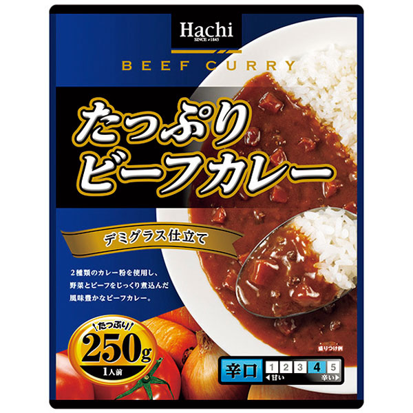 ハチ食品）たっぷりビーフカレー辛口　1食250g