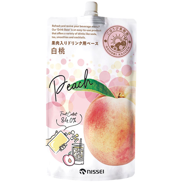 【売尽し】日世）果肉入りドリンク用ベース 白桃　500g