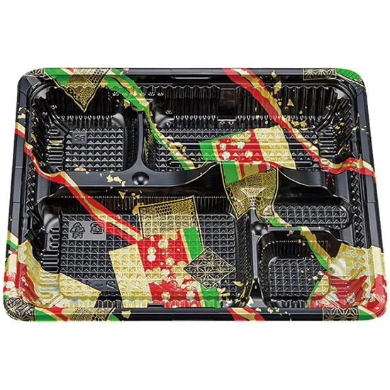 弁当容器　ＣＺ－２２２－１（Ｎ）　本体　彩帯黒　５０枚入【蓋　別売り】